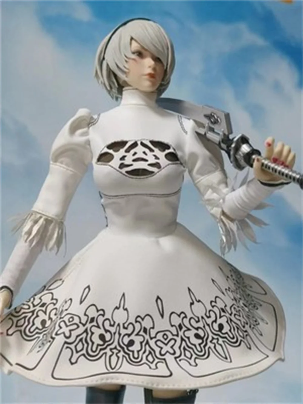 

TYM073 2b 1/6 Scale 2B Sister Female White Battle Costume Skirt SUIT Clothes t for 12 Inch Action Figure Body Toys