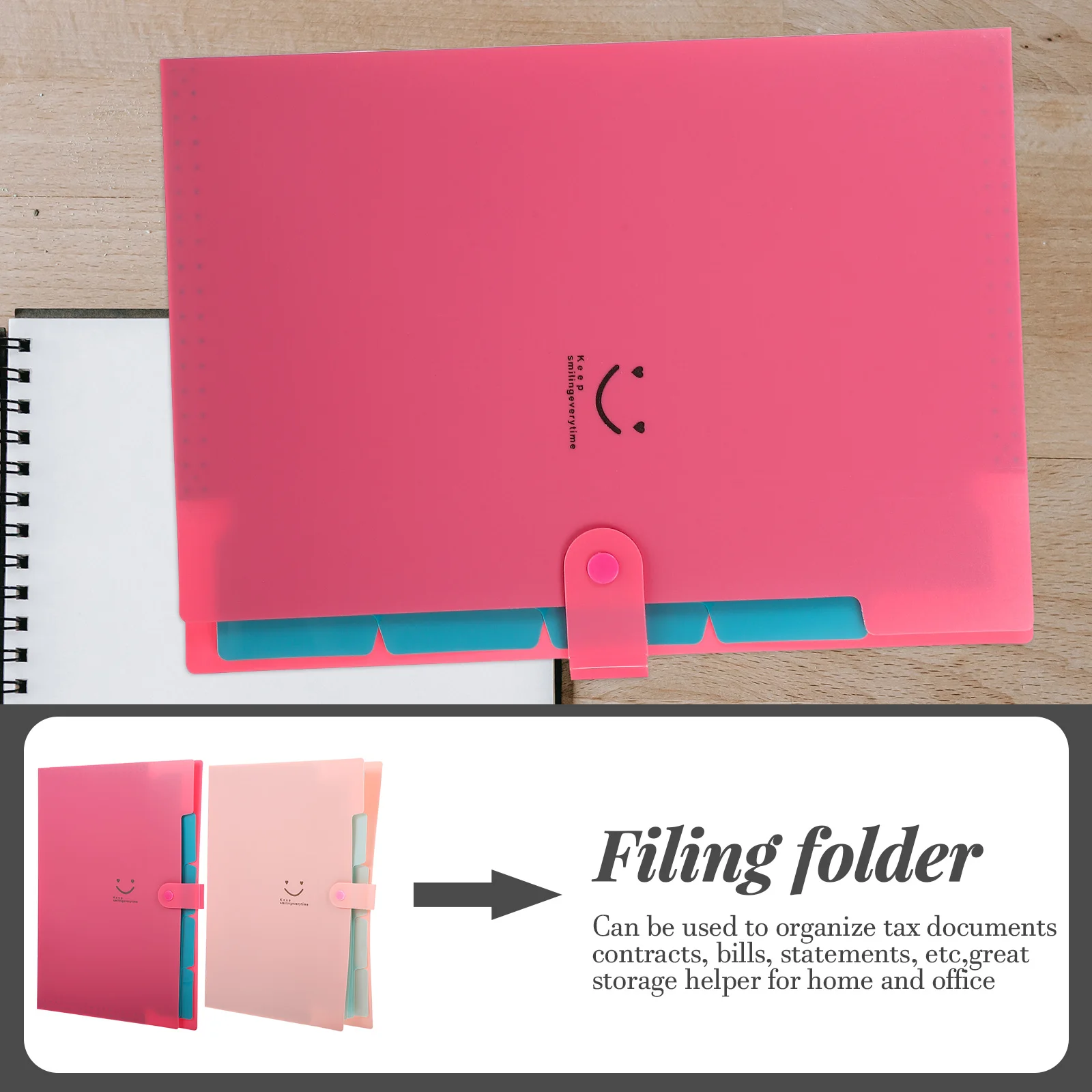 

2pcs A4 File Folder Organizer Portable Expanding Filing Folder For Documents Tax Bills Contracts Home Office Use Accordion File