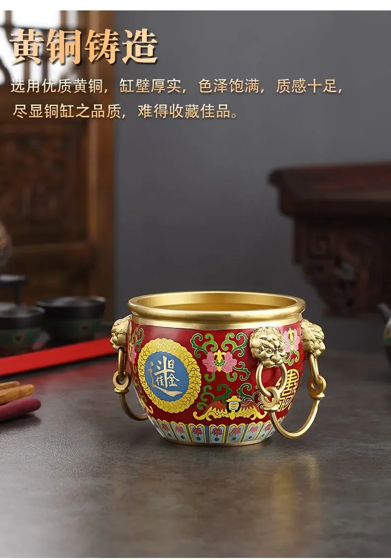 Pure copper lion head tea Chinese retro brass kung fu tea set accessories