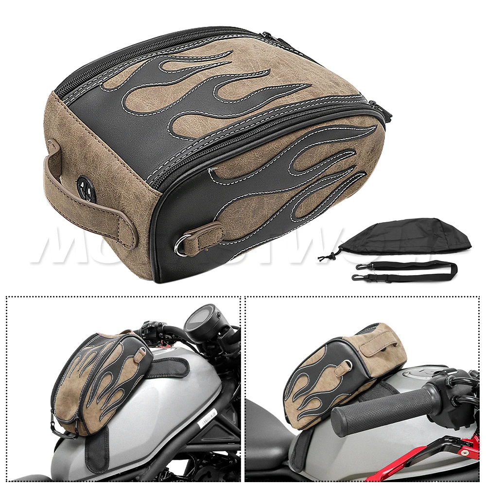 

Motorcycle PU Leather Waterproof Oil Fuel Tank Magnetic Travel Bag for Honda CM500 Yamaha Suzuki Harley Sportster BMW