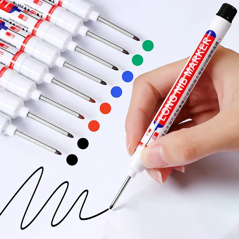 Multipurpose Deep Hole Marker Deep Hole Long Tip Marker Waterproof Suitable for Bathroom Carpentry Red Black Blue