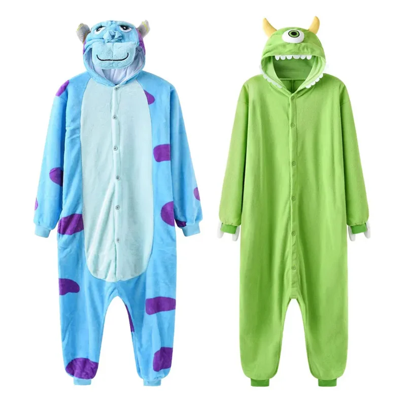 Sully Mike Kigurumis Cartoon Onesie Unisex  Couple Overall Winter Funny Cute Homewear Monster Animal Jumpsuit Festival Gift