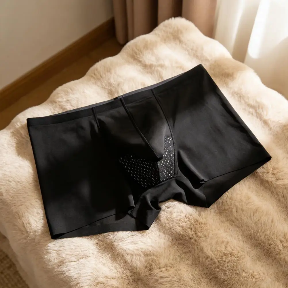 Comfortable Boxer Briefs Elastic Waistband Boxers Men's Elastic Mid-waist Boxer Briefs Quick-drying Seamless Soft Fabric