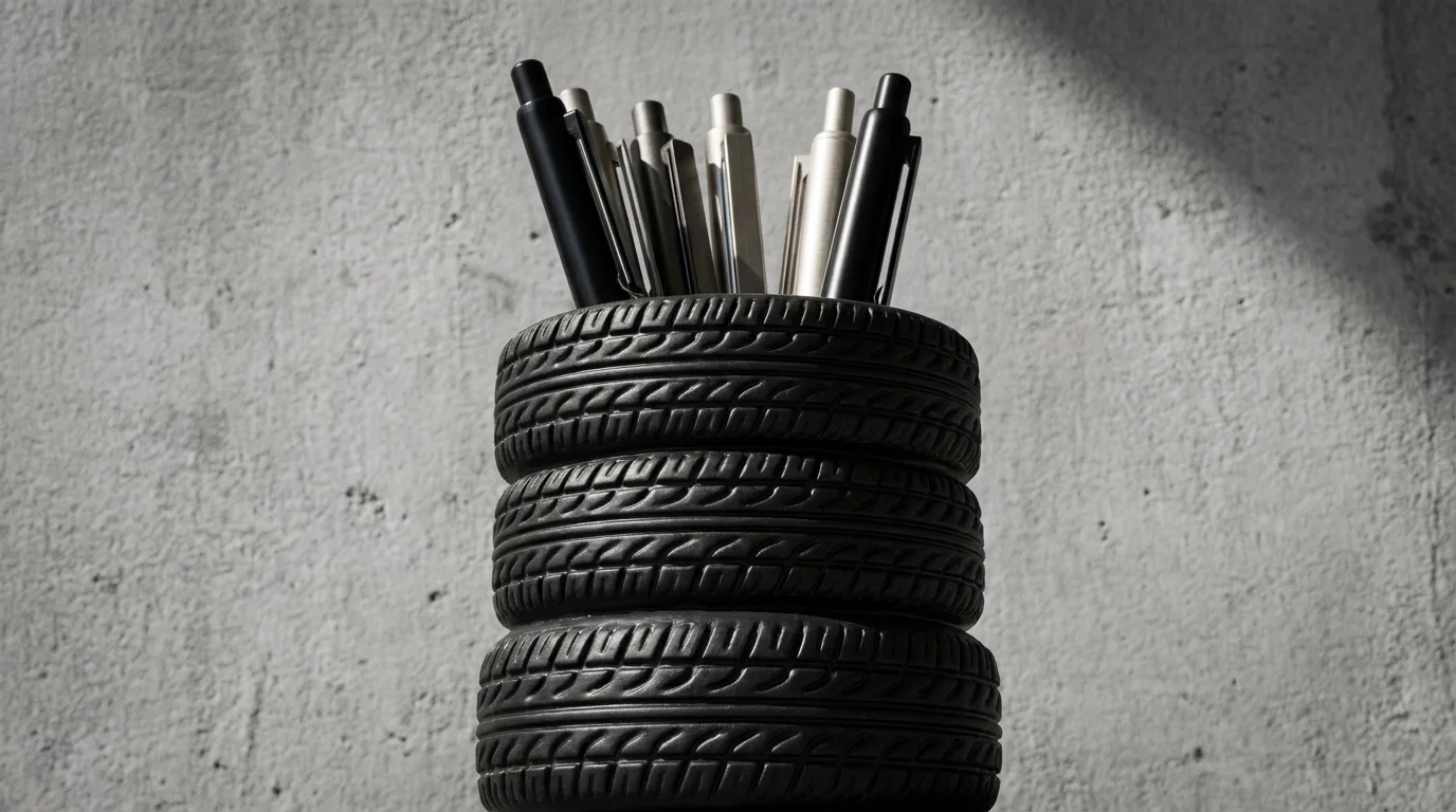 Creative Tire Shaped Pen Holder Desktop Storage Ornament Student Stationery Makeup Brush Organizer