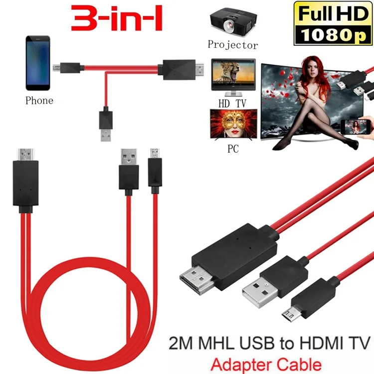 1080P MHL كابل مايكرو USB إلى HDMI-متوافق كابل محول 5Pin 11pin HDTV كابل محول للهواتف أندرويد سامسونج غالاكسي