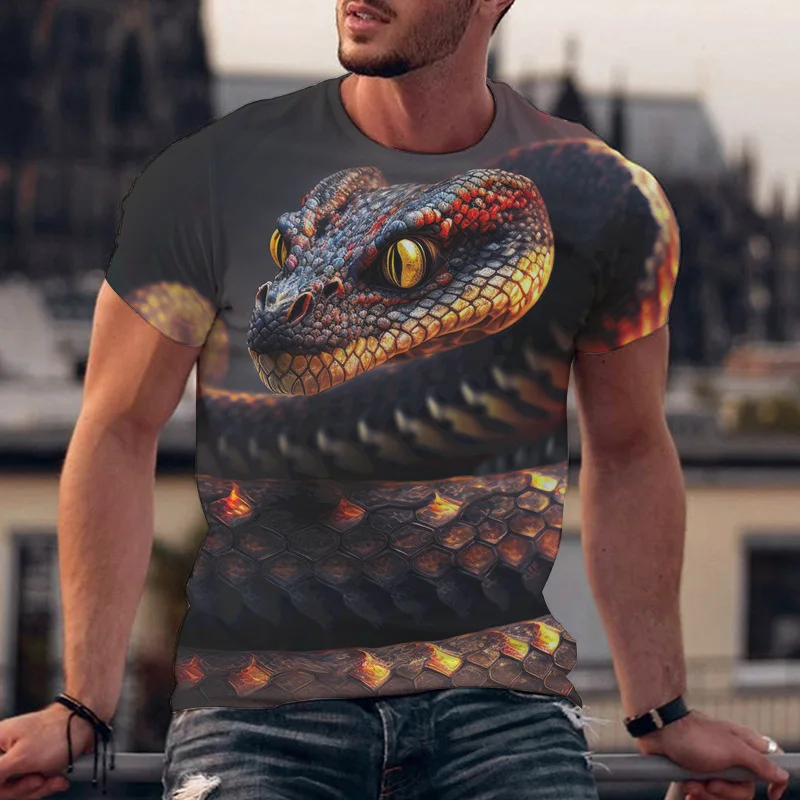 Horror Snake 3D Print T-Shirts Streetwear Casual Men Women Fashion Oversized Short Sleeve T Shirt O-Neck Kids Tees Tops Clothing