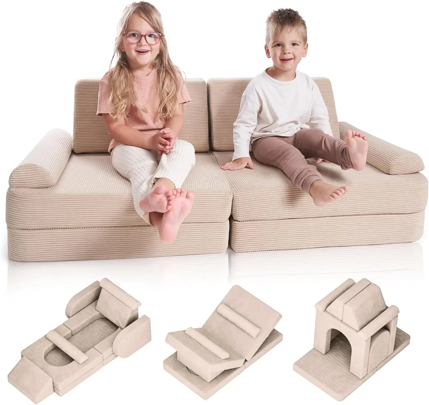 Modular Kids Play Couch for Fun Play Time or Comfy Lounging - The Perfect Toddler Sofa to Boost Creativity and Easily Bui