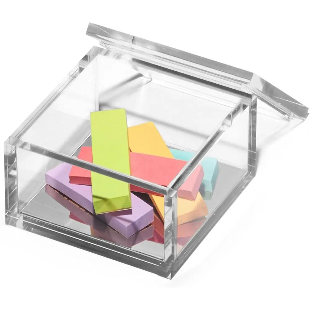 

Элегантный акриловый настольный органайзер с серебряной основой — универсальный ящик для хранения для дома, офиса, кухни и туалетного столика — компактный размер