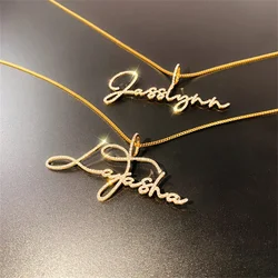 LeeChee Diamond Button Custom Name Necklace Cursive Script Personalized Jewelry Gift