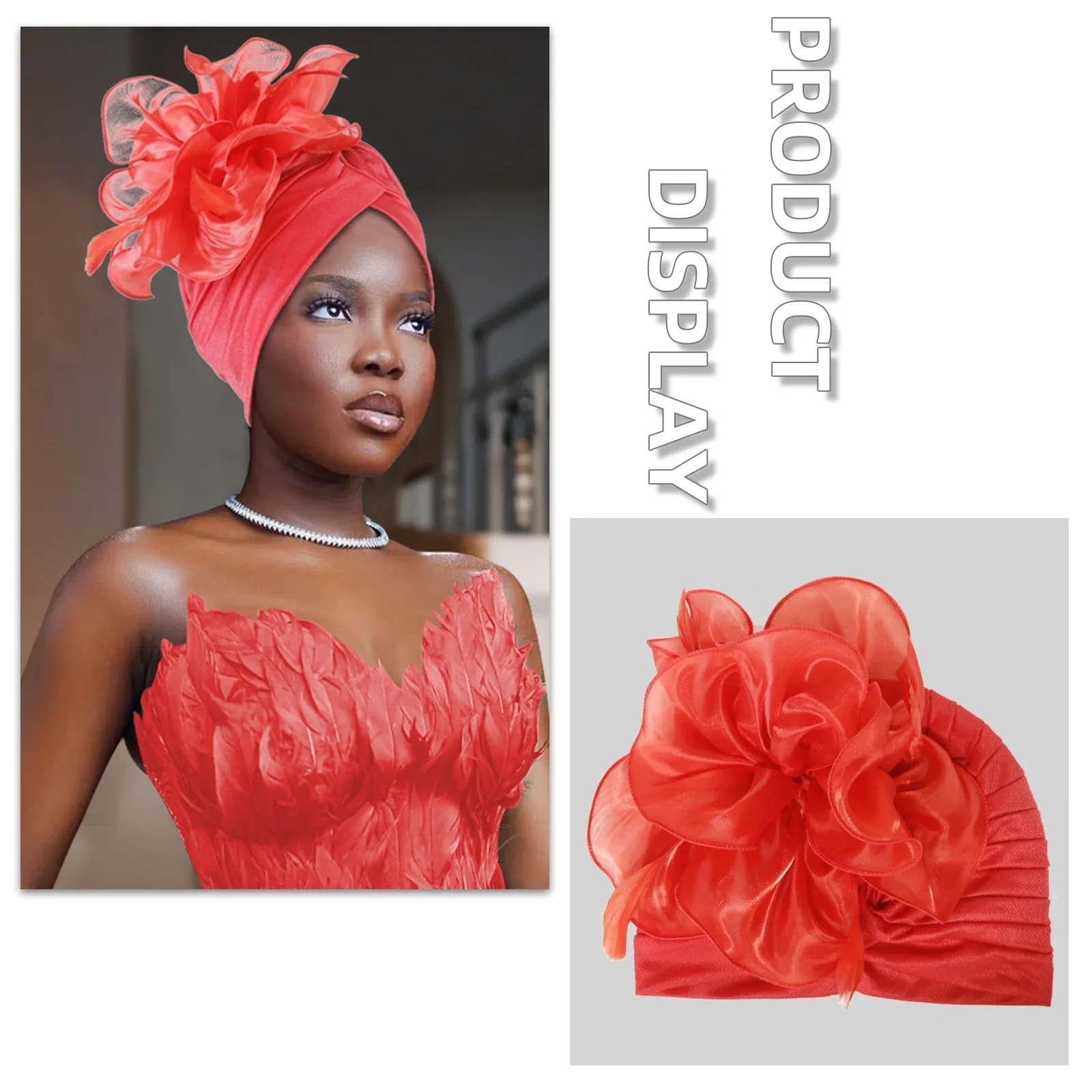 2025 Trendy Women Big Flower Turban Hat Fashion Muslim Hijab Caps Head Wrap Ladies Bandana Chemo Cap African Female Hat Headgear