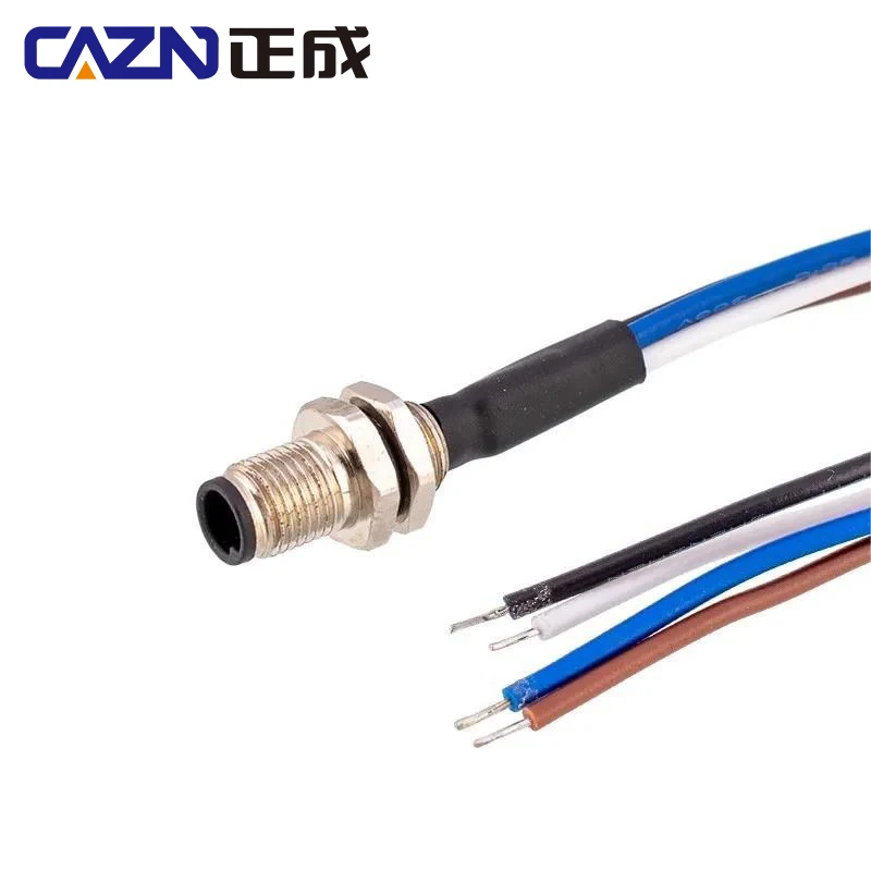 M5 Sensor Connector Customized Length Within 30CM Cable  Solder Back Front Mount 3/4 Pin Socket