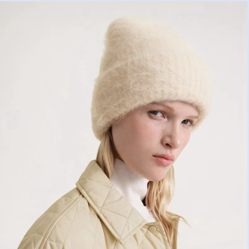 24 Year Autumn/Winter TT Women's Plush Knitted Versatile Warm Stacking Cold Hat Big Head Circumference Knitted Hat