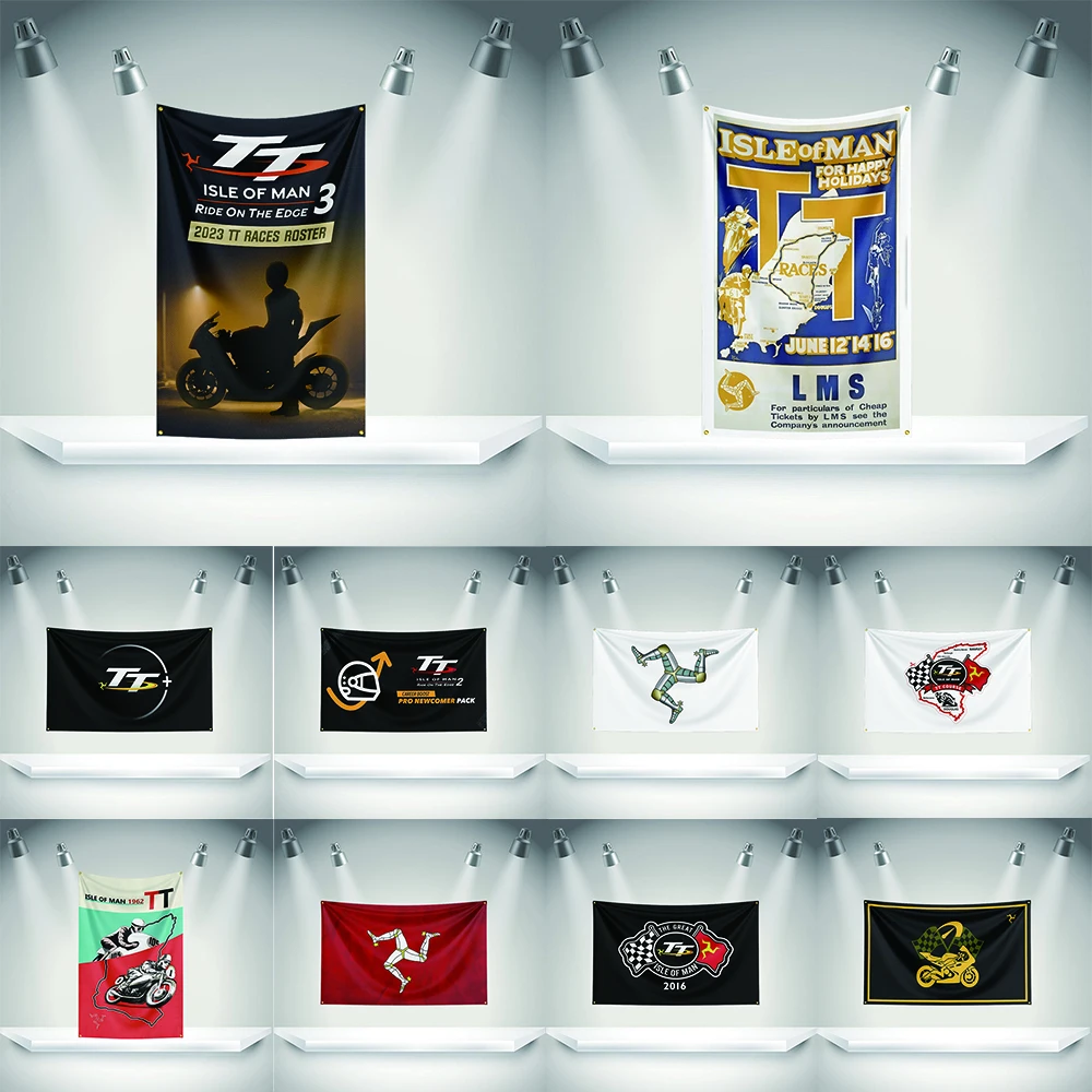 T-TT isle of man Motor Oil Flag  HD Printing Exhibition, Racing, Motor Fans, Porch, Garage Wall Decoration
