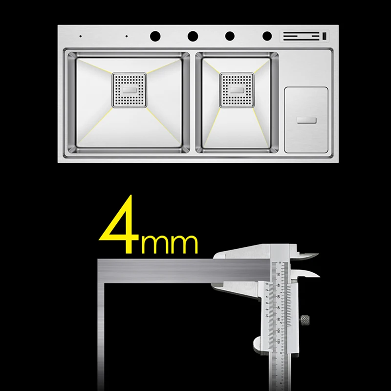 Podwójny zlew kuchenny ASRAS SUS 304 ze stali nierdzewnej o grubości 4mm ręcznie szczotkowany duży rozmiar dwa zlew kuchenny z kosz na śmieci