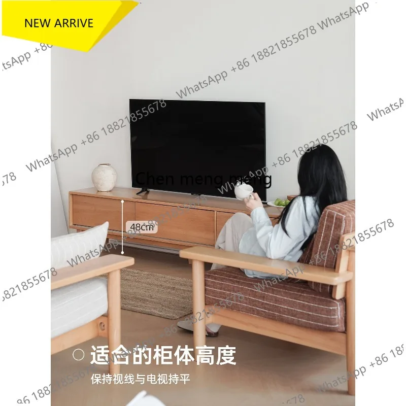 M178 Solid wood beech TV cabinet Multifunctional locker Simple household living room low cabinet