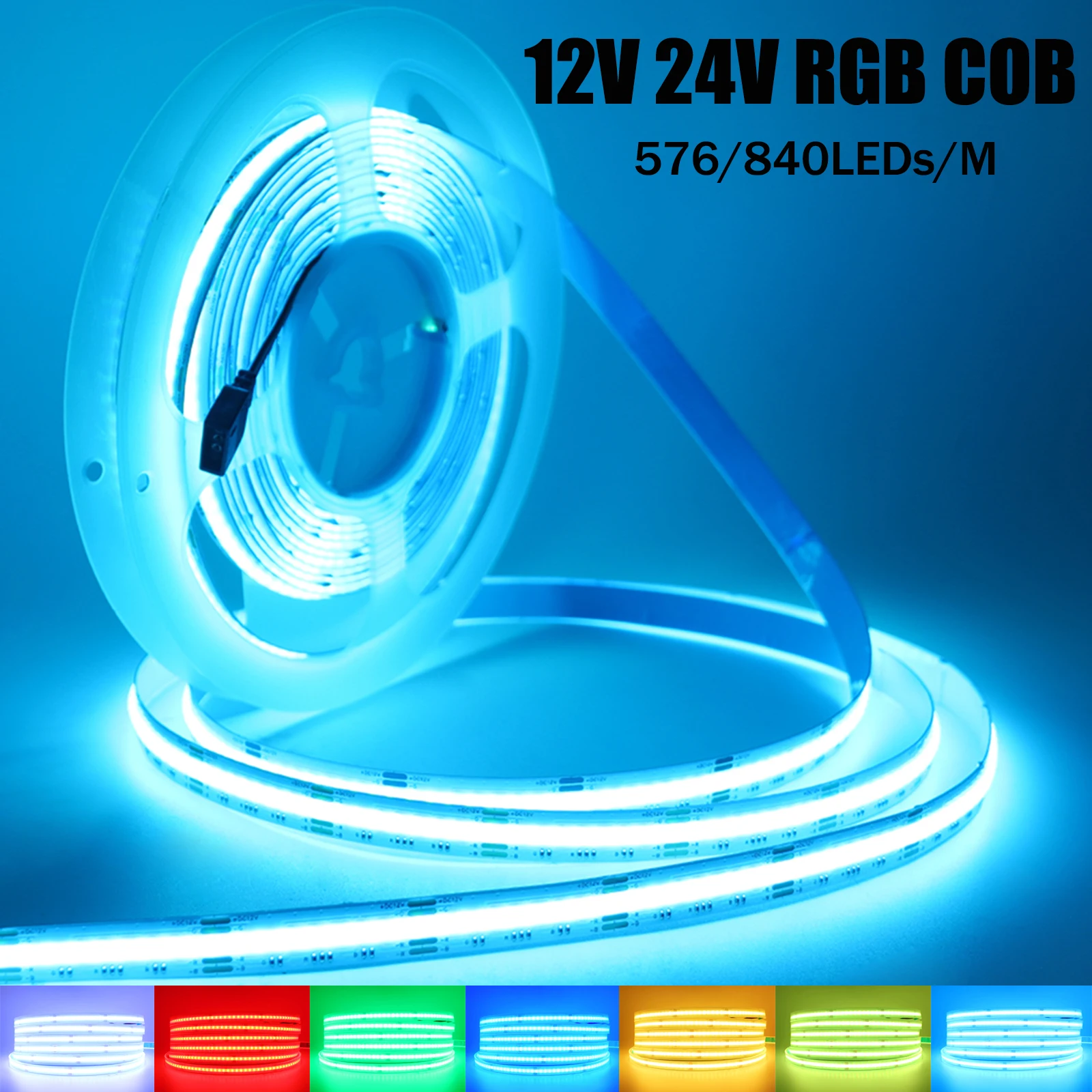 

Гибкая светодиодная лента RGB COB, 576 светодиодов, 12 В, 24 В, 840 светодиодов