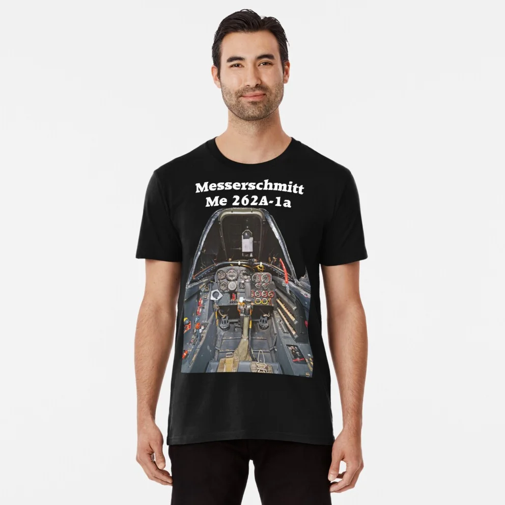 WWII German Messerschmitt Me 262A-1a Fighter Cockpit T Shirt. Mens 100% Cotton Short Sleeve O-Neck Casual T-shirt New Size S-3XL