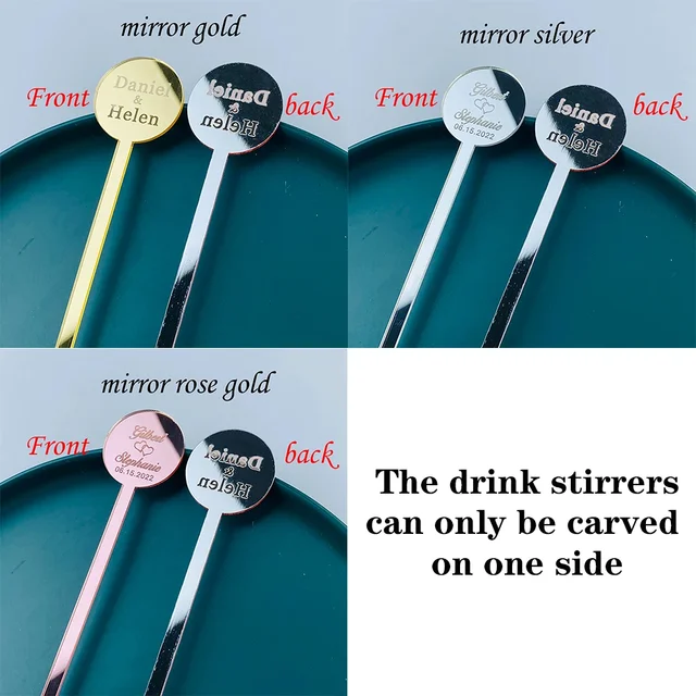 20/50/100Pcs Personalised Round Drink Stirrers Wedding Acrylic Tag Bachelorette Party Cocktail Stirrer Baby Shower Decorations 5