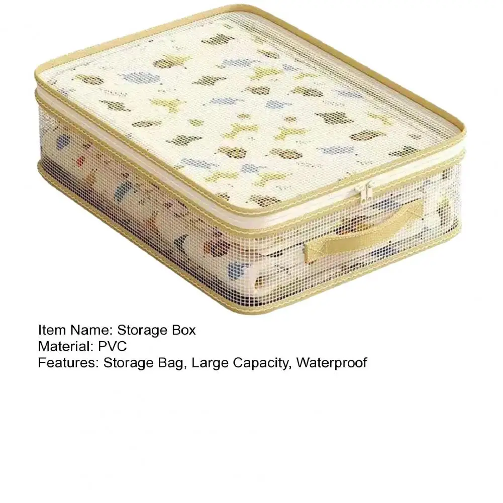 Clothing Storage Organizer Quilt Storage Bags Clothes Storage Bin with Lid Double Zipper Transparent Waterproof Closet Organizer