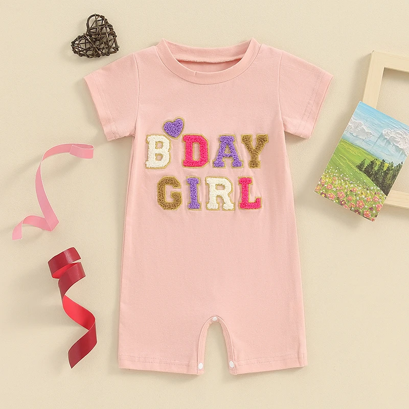 Baby 1st Birthday Outfit Boy Girl Basketball Bubble Romper Cute Embroidered Letter Tshirt  Cake Smash Clothes