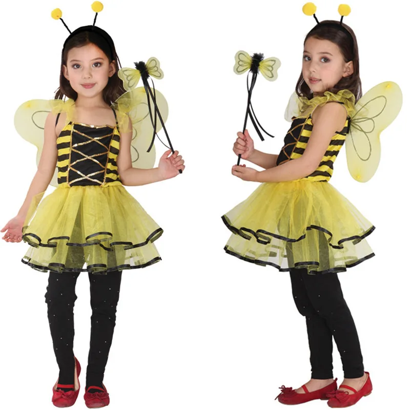 

Halloween Children Ladybird Dress Cosplay Costume Wings Girls Holiday Party Cute Clothes Sets Stage Performance Clothing