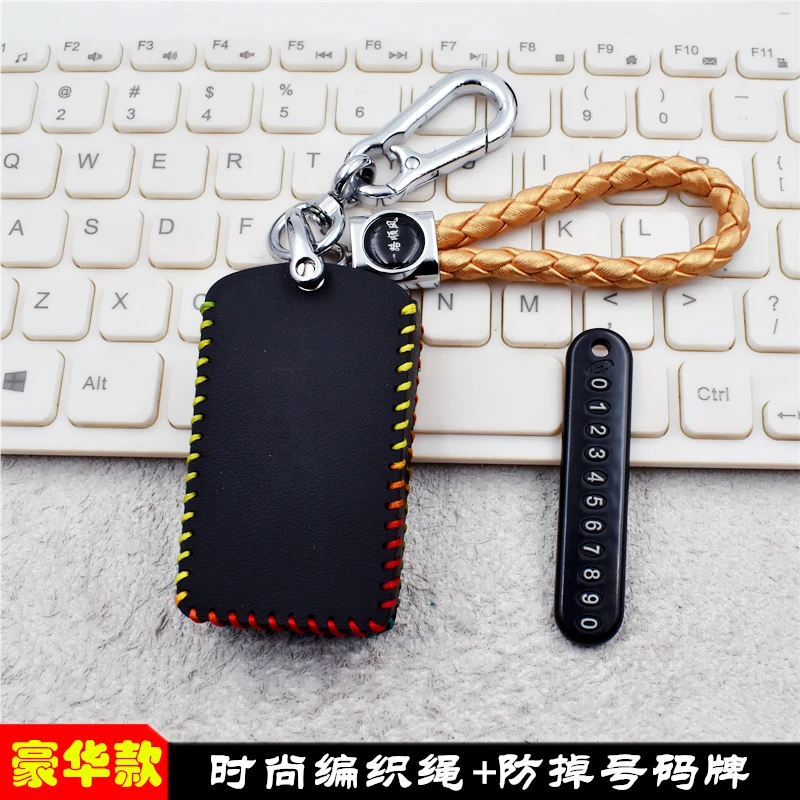 Voor Volvo Ex30 2024 Lederen Smart Remote Key Case Cover Houder Sleutelhanger