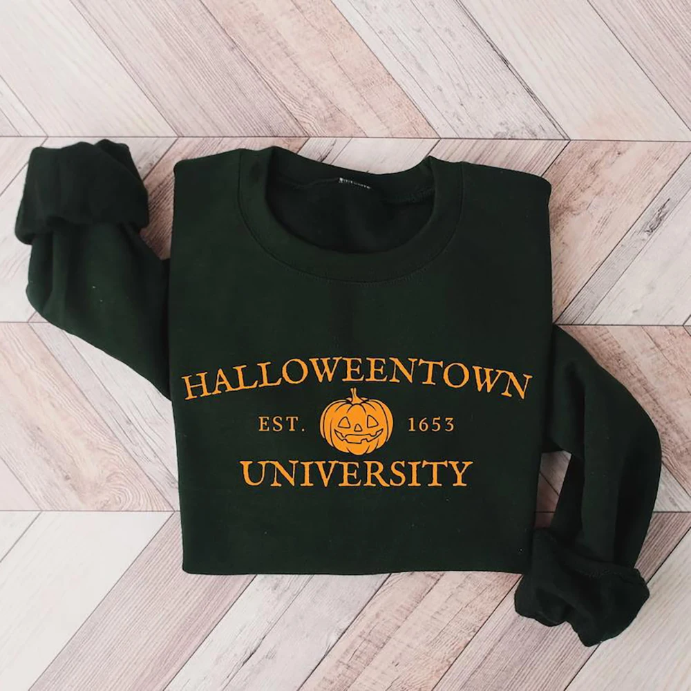 Halloweentown University Est 1998 Sweatshirt HalloweenTown Hoodie Pumpkin Graphic Pullover Halloween Party Sweatshirts Fall Tops