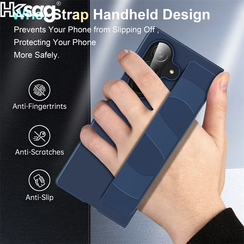 مطاطا معصمه قضية الهاتف لسامسونج غالاكسي Z أضعاف 7 6 5 4 3 Fold6 Fold7 شريط للرسغ سيليكون للصدمات ماتي غطاء الكمبيوتر الصلب