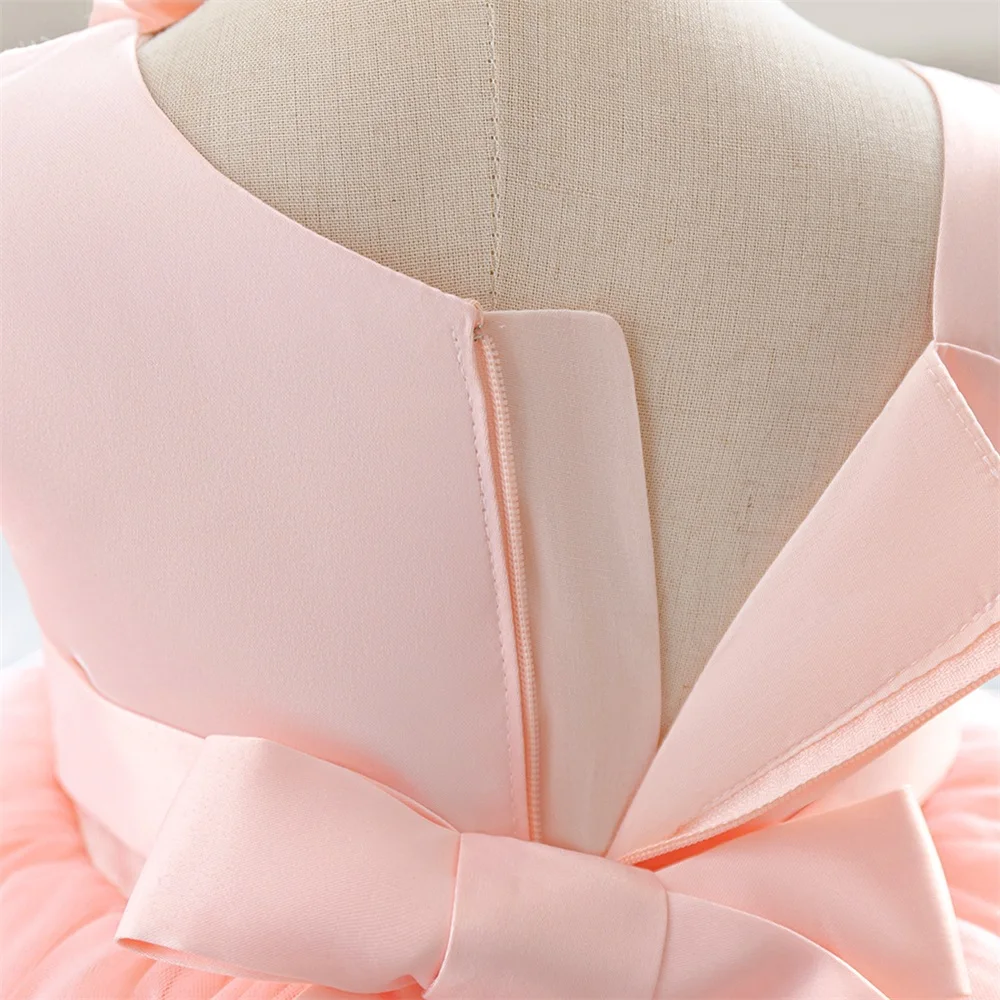 Kleinkind Blumen-Netz Ballkleid Party Baby Mädchen Kleid Elegantes Tauf- Geburtstags- Hochzeits-Prinzessinnenkleid Brautjungfern-Ballkleid Kostüm – Detail 9