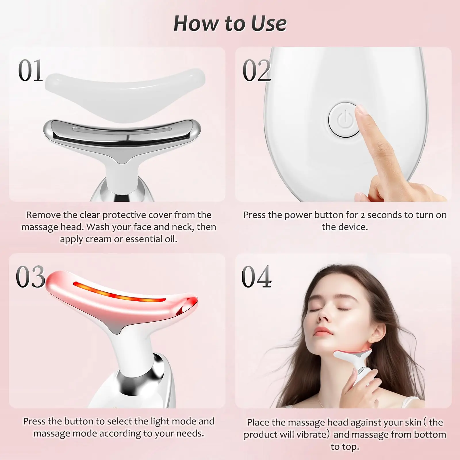 Ferramenta massageadora facial, massageador facial de 7 cores, massageador facial e de pescoço, ferramenta multifuncional de cuidados com a pele facial, massageador facial e pescoço