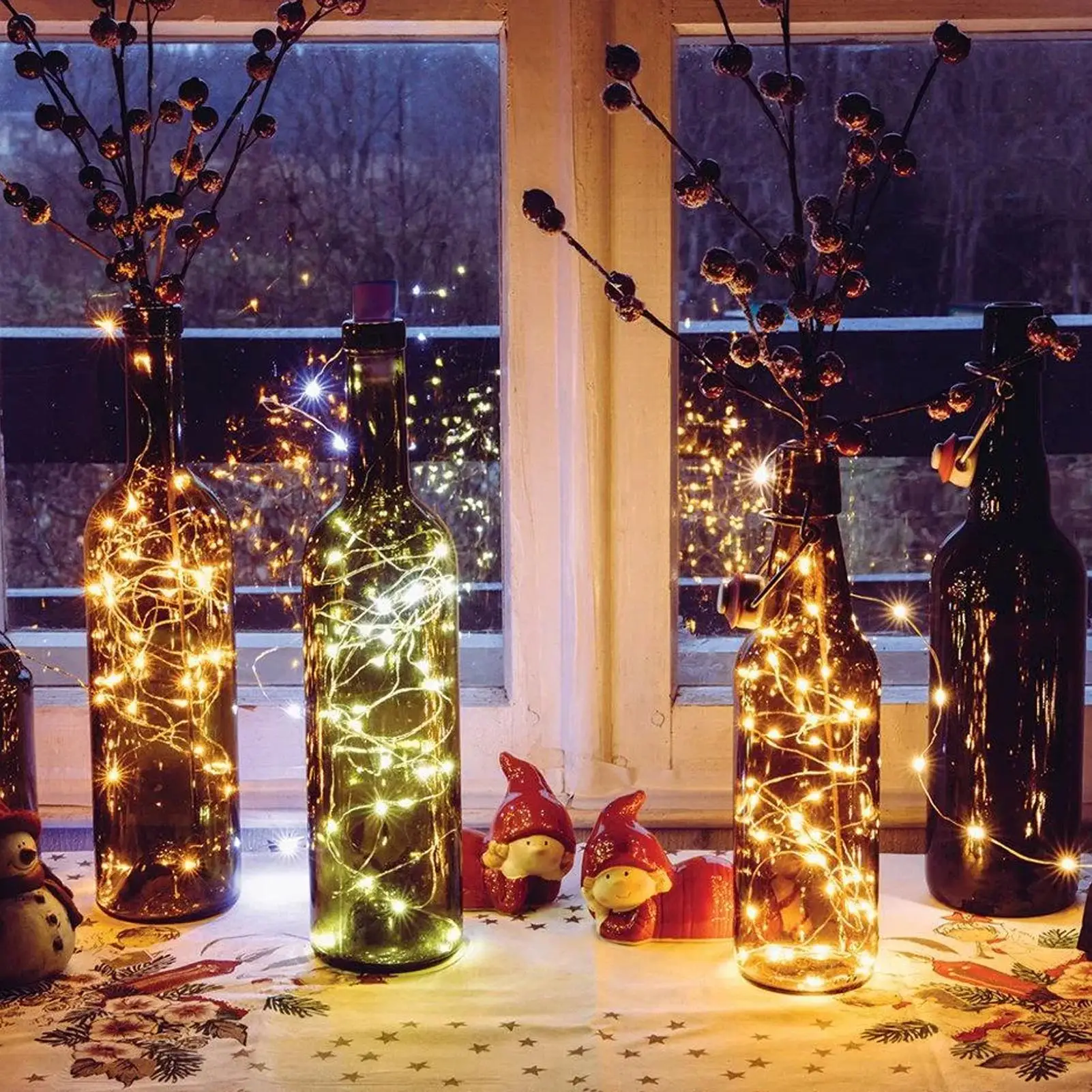 Cork Lights For Wine Bottles 20-LED Wine Bottle Lighting 6.56FT Copper Wire Fairy Jar Lighting For Wedding Party Festival