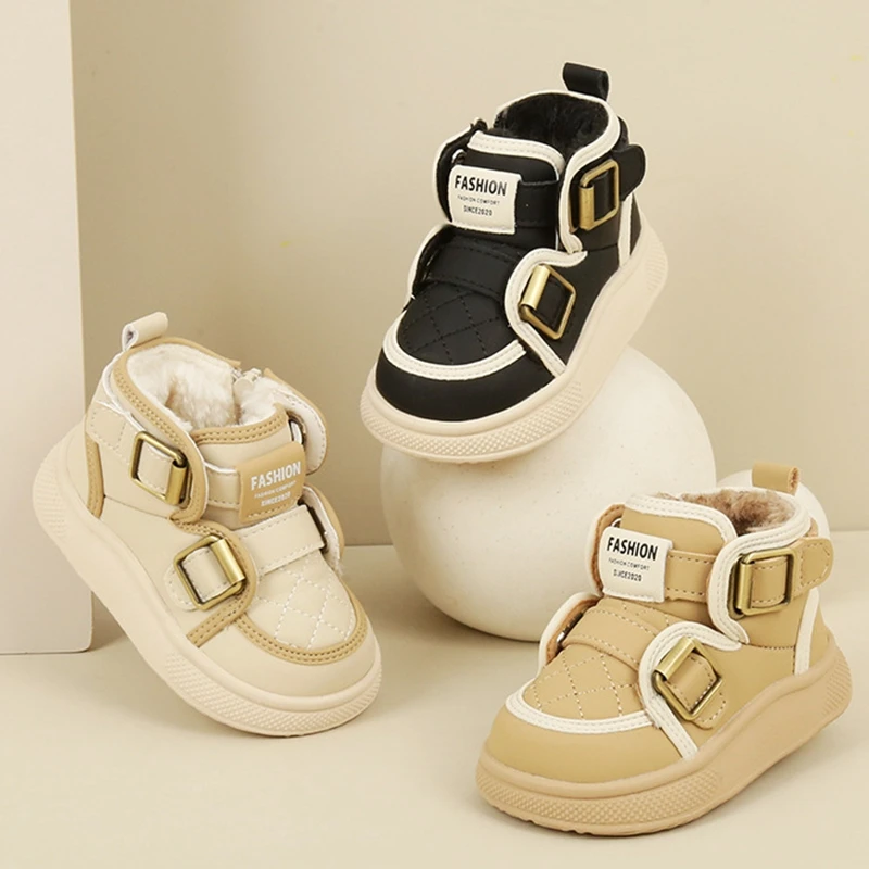 Botas de pelúcia grossa infantil, Tênis, Quente, Criança, Meninos, Meninas, Crianças, Crianças, Caminhantes, Vendido, Inverno, Moda, 0 a 3 Anos, 2024