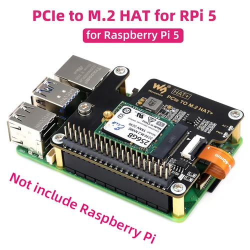 Raspberry Pi 5 PCIe a M.2 HAT NVME Placa de expansión de alta velocidad con Cable 16P GPIO Header compatible con enfriador activo para RPI 5 Pi5