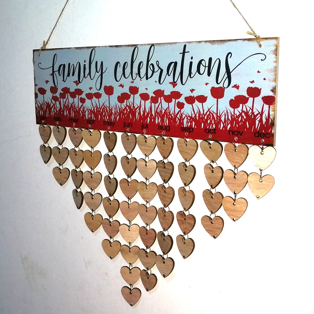 

50pcs Family Celebrations Wooden Calendar Board Colorful 40X12Cm Diy Birthday Reminder Wall Hanging Decoration For Festival