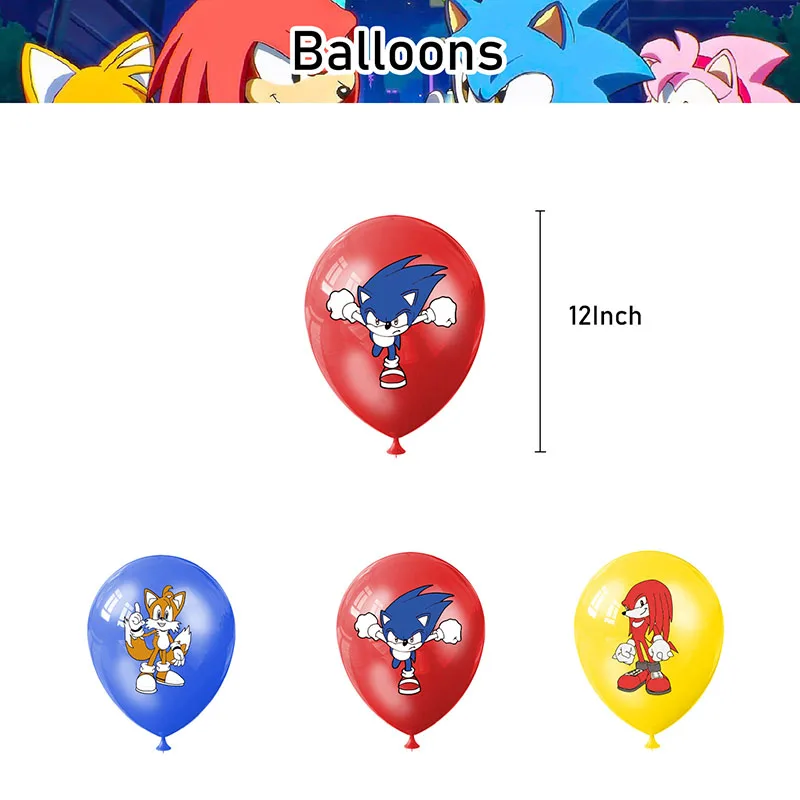 Sonic tema landak artikel dekorasi pesta spanduk balon Topper kue Anime pinggiran Action Figure Sonic Gambar hadiah anak