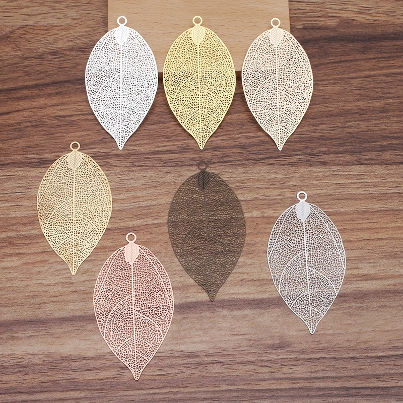 BoYuTe (10 Pieces/Lot) 75*35MM Big Metal Brass Filigree Leaf Materials Diy Jewelry Accessories