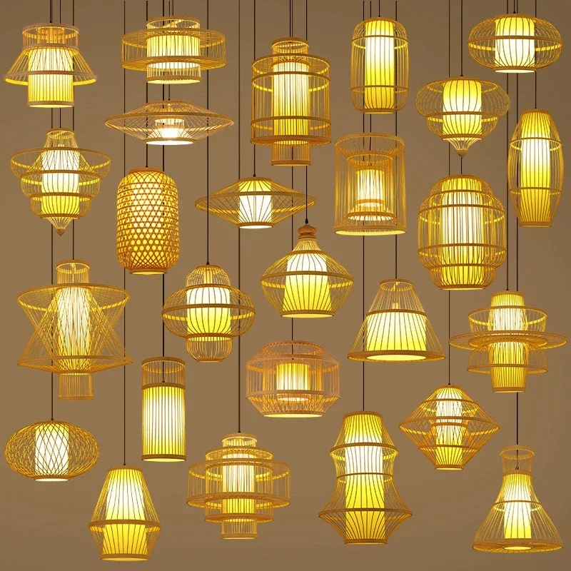 Contemporary Bamboo Weaving Pendant Lamp Art Hot Pot  Restaurants Bedroom Commercial Homestas Tea Room Japanese Light