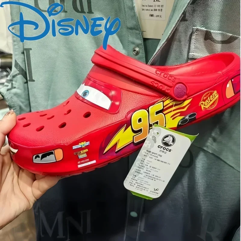 Hot Sale Disney Lightning Mcqueen Pixar Cartoon Solid Waterproof Slippers Beach Shoes Sandals Casual Breathable Ankle-wrap Shoes