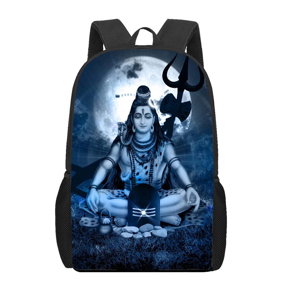 Shiva-mochila con estampado religioso para hombre y mujer, morral informal de almacenamiento para libros, morral de viaje para adolescentes