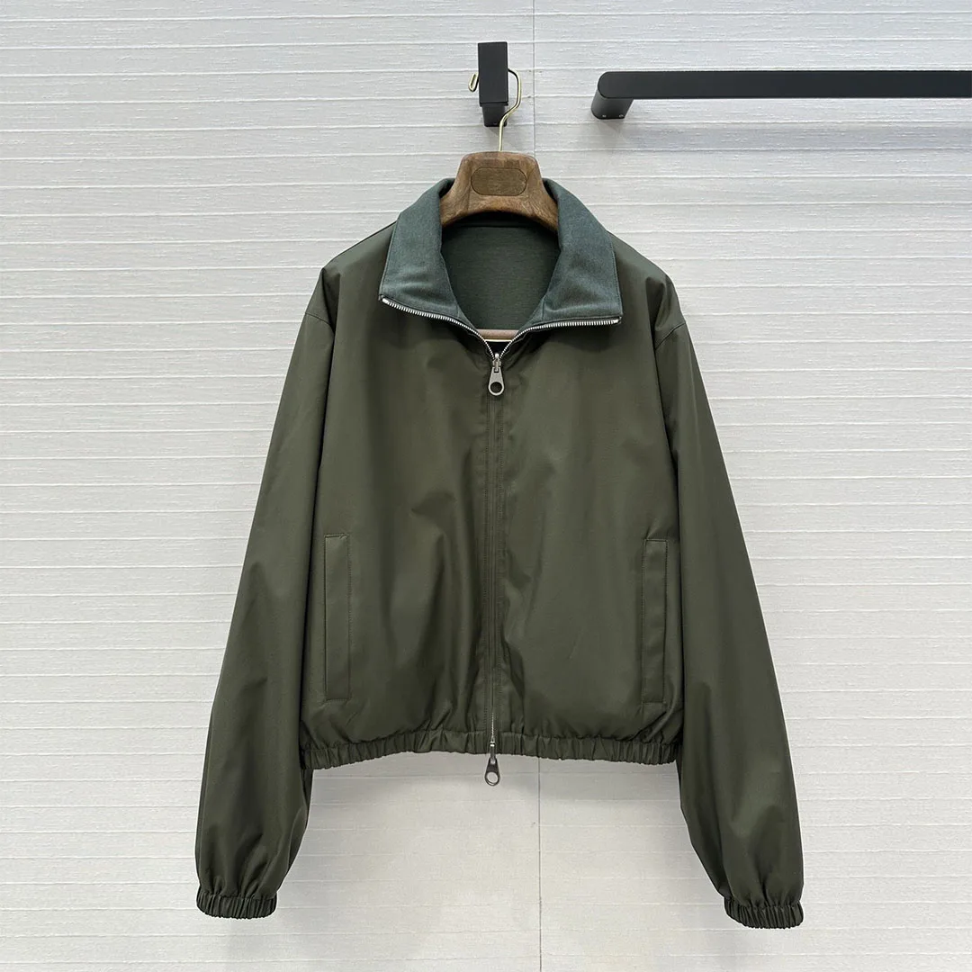 

2025 New Autumn Old Money Style Reversible Solid Color Casual Jacket Women Turtleneck Long Sleeve Double Zipper Chic Coat