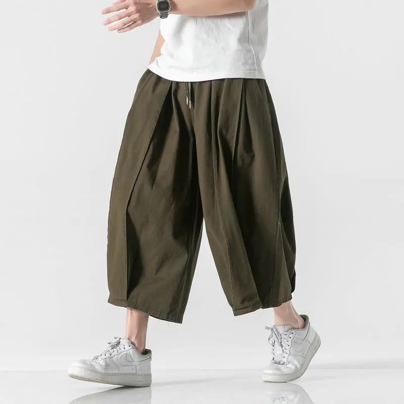 

Streetwear Men Pants Joggers Wide-leg Pants Male Cotton Linen Harem Pants Casual Vintage Loose Men Trousers Large Size 5XL