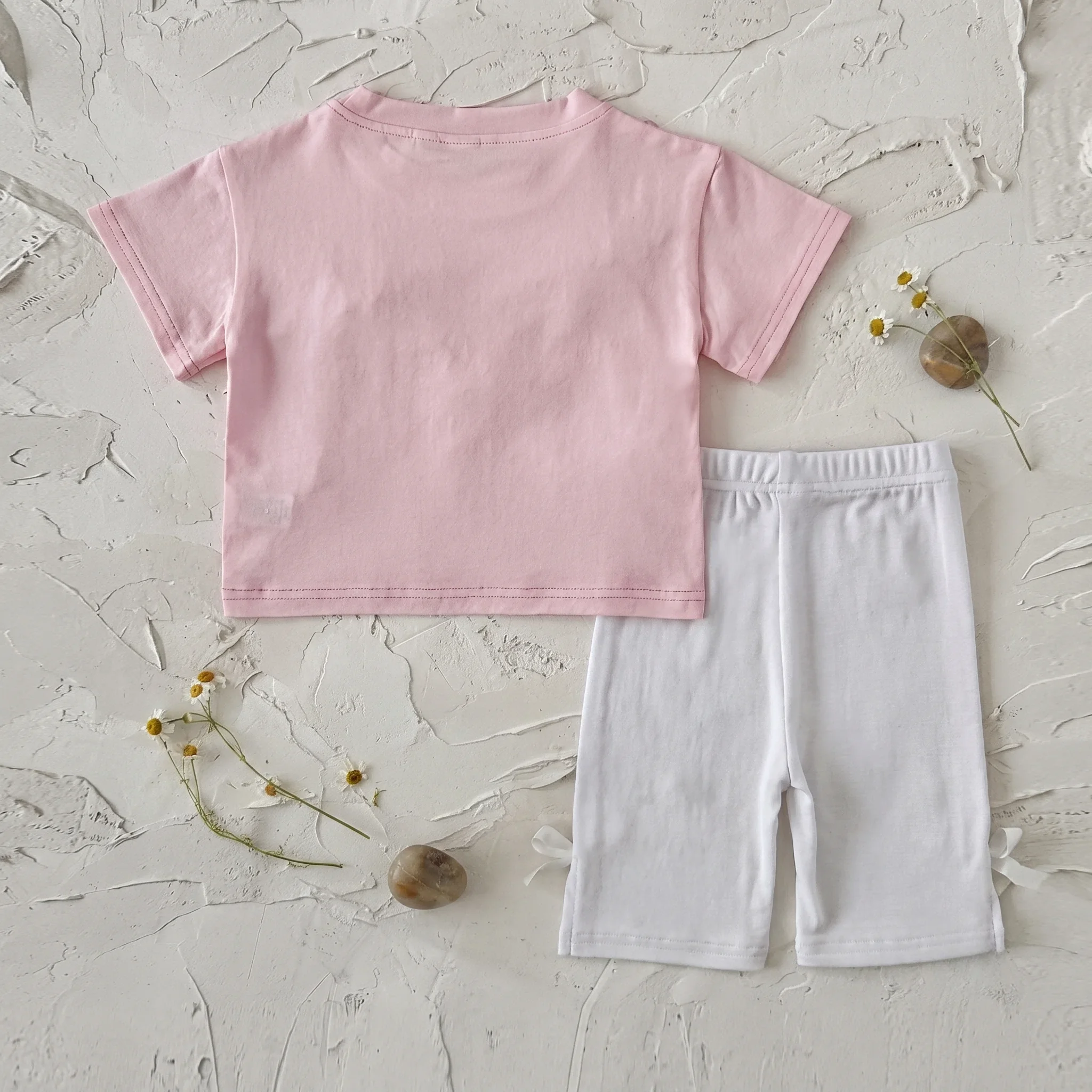 Summer Baby Girls 2PCS Clothing Set Bow Decoration T-Shirt & Shorts Cotton Casual Outfit for Toddlers 0-3Y