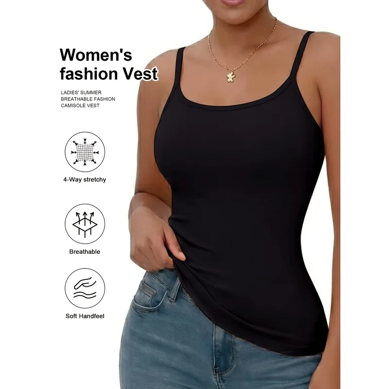 Women'S Easy Camisole, Adjustable Straps, Breathable Sleeveless Base Layer Tank Top