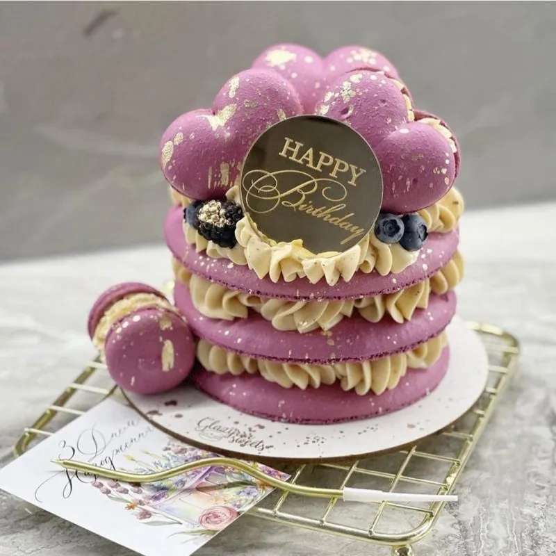10 Stücke Gold Geburtstag Party Kuchen Dekoration Acryl Runde Kuchen Topper Alles Gute Zum Geburtstag Geschenk Dekor Cupcake Dessert Zubehör Werkzeuge – Detail 15