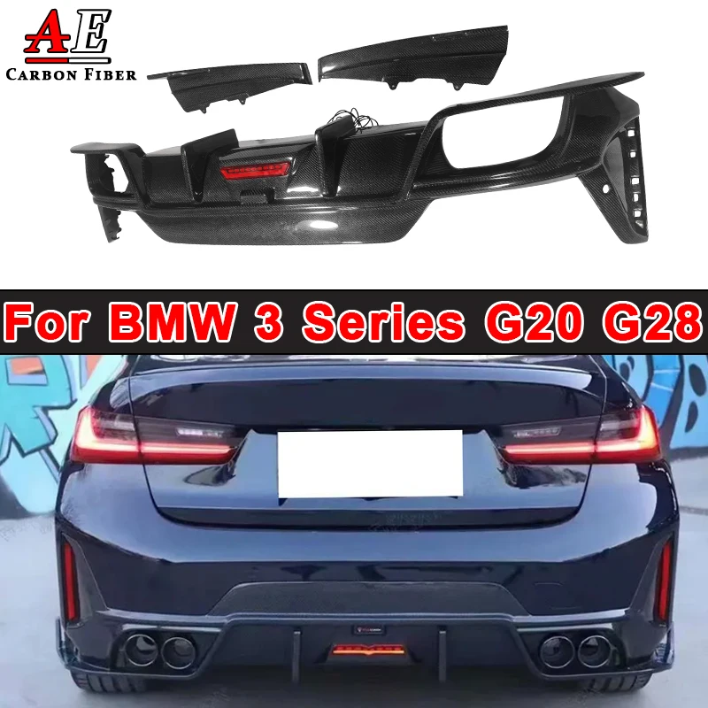 Carbon Fiber Rear Bumper Diffuser Lip For BMW 3 Series G20 G28 325i 330i Sport 2023+ Car Splitter Spoiler Protector Body Kit