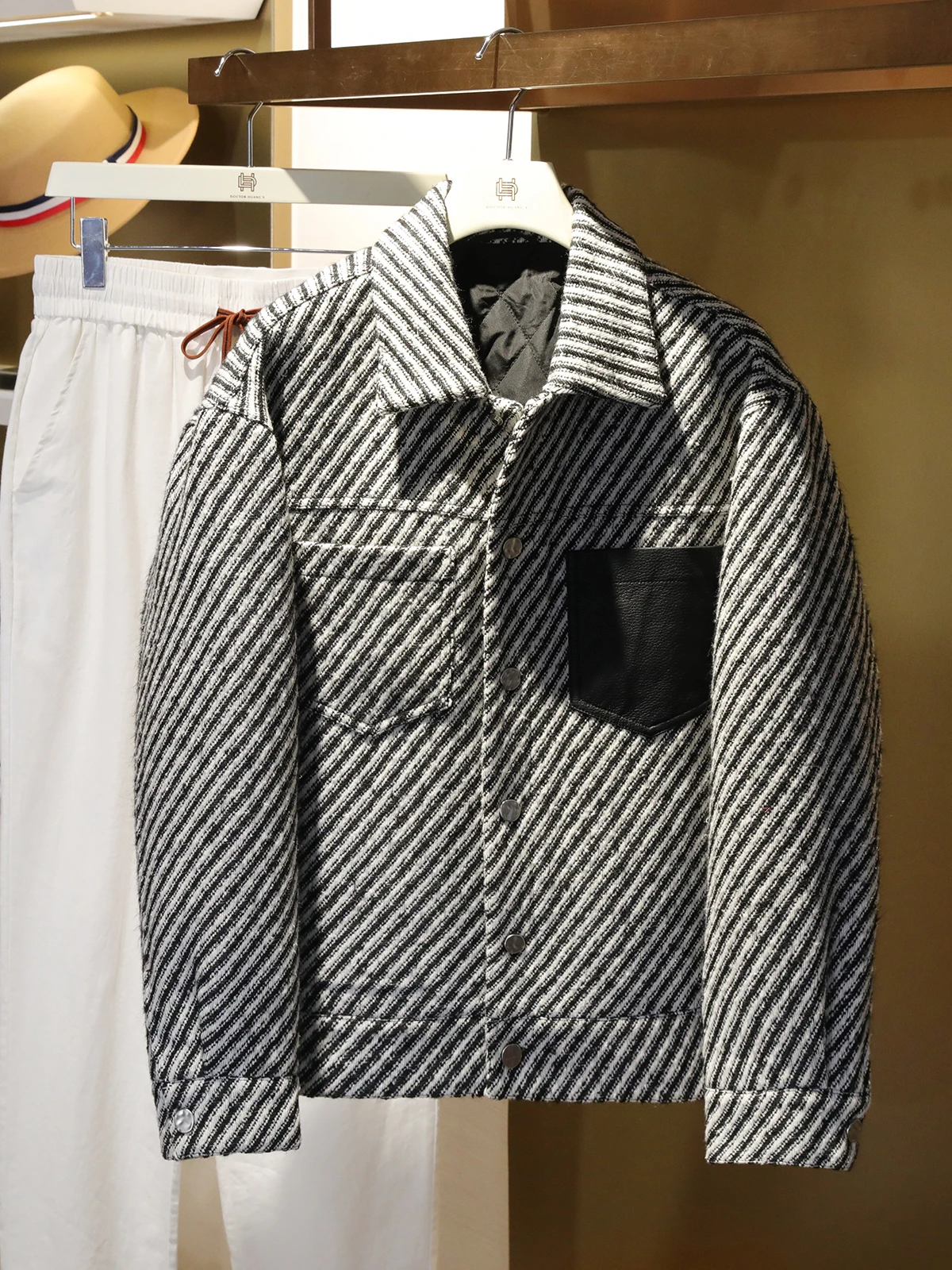 

Spring Autumn Men's Outdoor Casual Thin Stripe Cotton Jaet Busin Leisure Coat Doctor Hua's Brand Loose Fit Multi ket