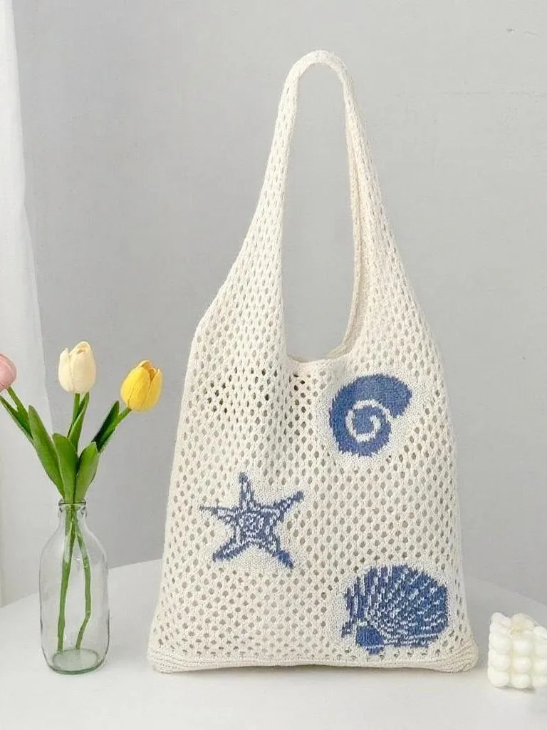 

Korean Sle Large Capaci Knitted Handbag Women's Beach Bag Portable Storage Single oulder Faionable Handbag