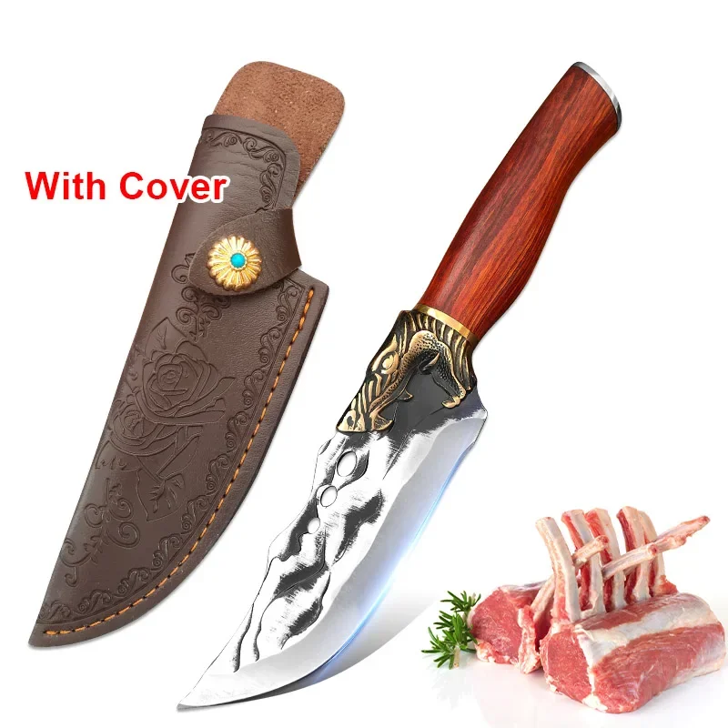 Chef Boning Knife Slicing Meat Fish Cleaver Knife Cut Fruit Vegetables Butcher Knife Wood Hand Hand Forged Blade Kitchen Knives