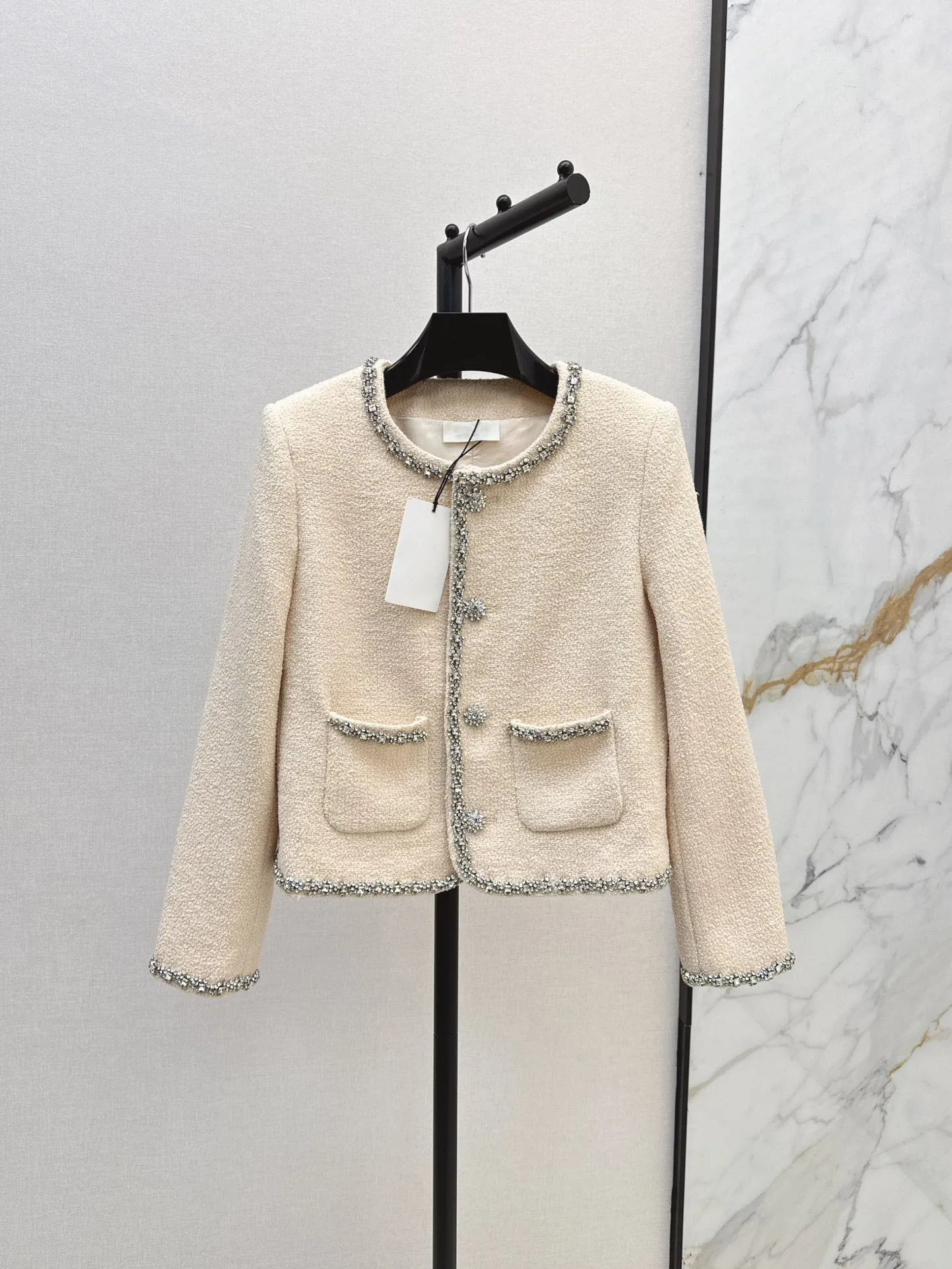 2024 Autumn New High Quality Women's Clothing Elegant classic rhinestone decorative woven jacket 0907