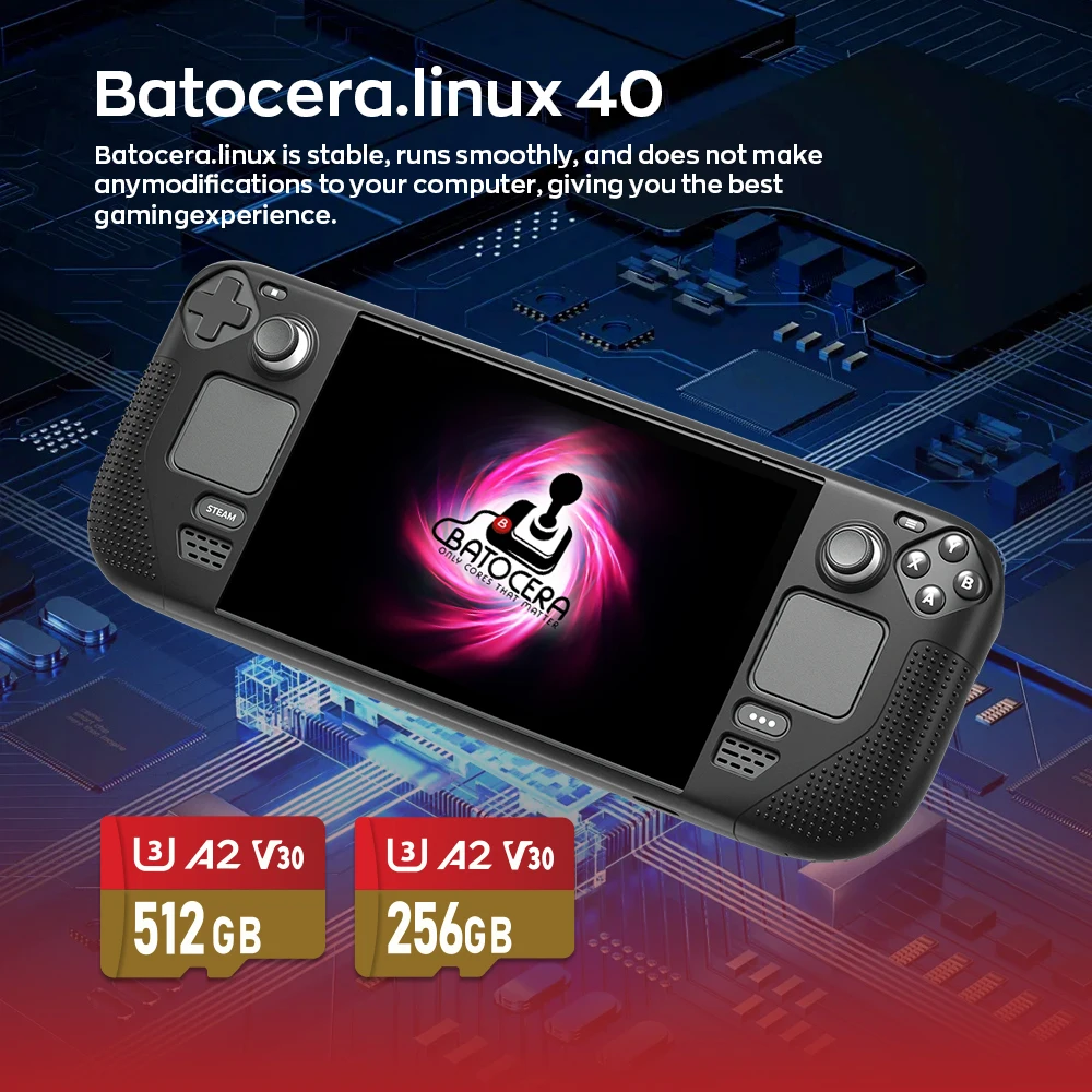 512G/256G Game Card For Steam Deck Batocera.Linux 40 with 30+Emulators 15000 Games Memory Card For PS3/PS2/PSP/XBOX/WII/SS/DC